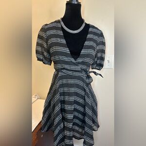 Lulus Black Plaid Side Tie Skater Dress Size Small